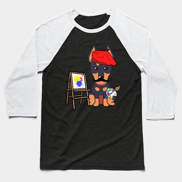 Funny alsatian is a painter Baseball T-Shirt by Pet Station